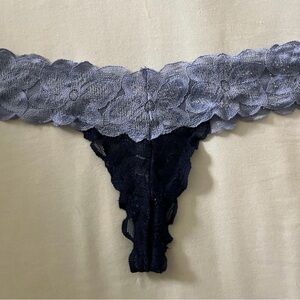 No. 6 Floral Lace Trim Panties in Blue and Black